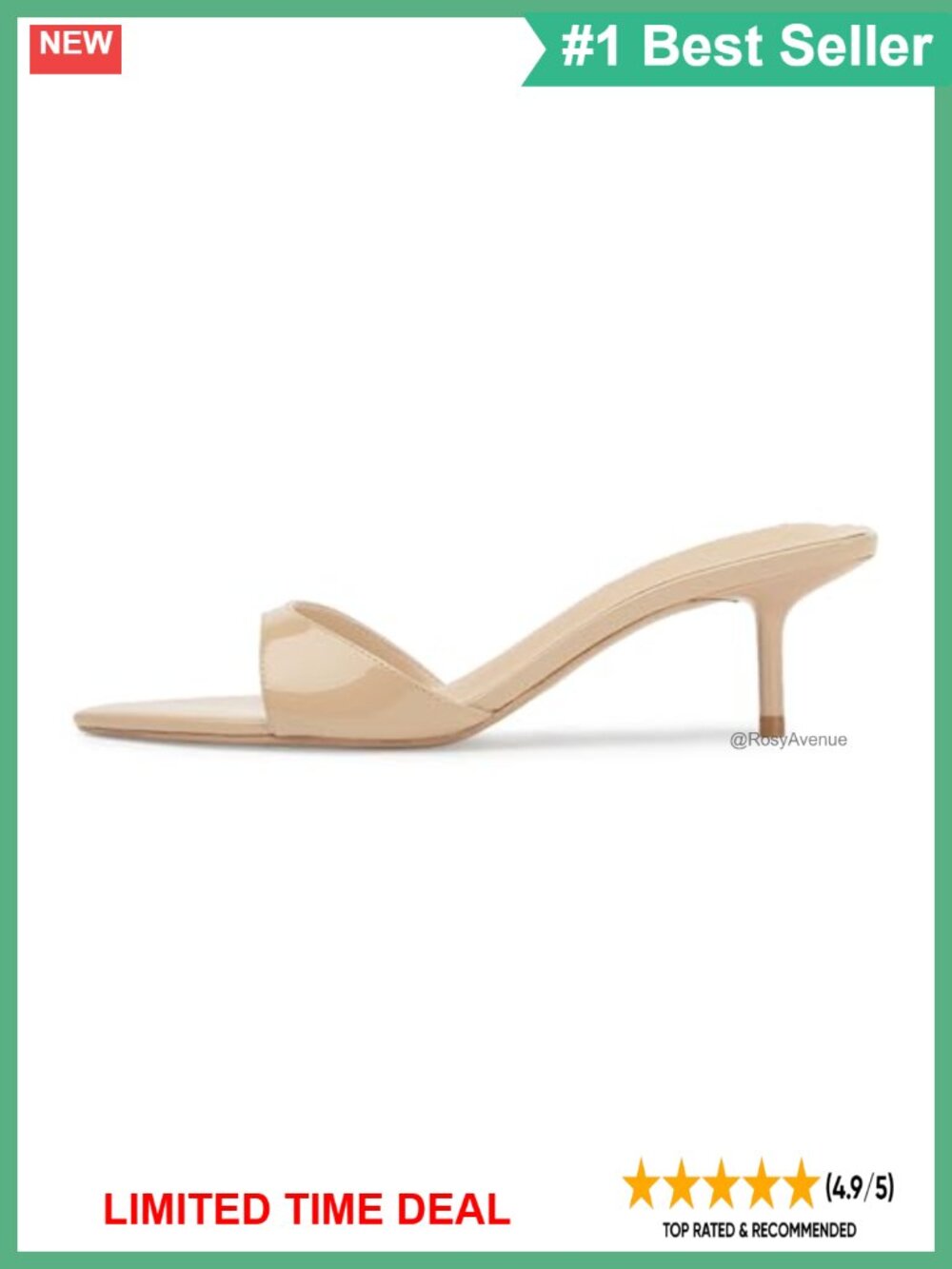 Kitten Heel Mule Sandals Pointed Toe Slip On Dress Heels for Weddings